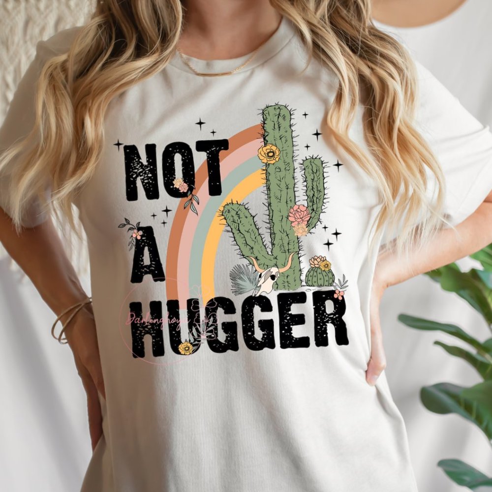 Not a Hugger Unisex Short Sleeve Crew Neck Graphic T-Shirt - Natural